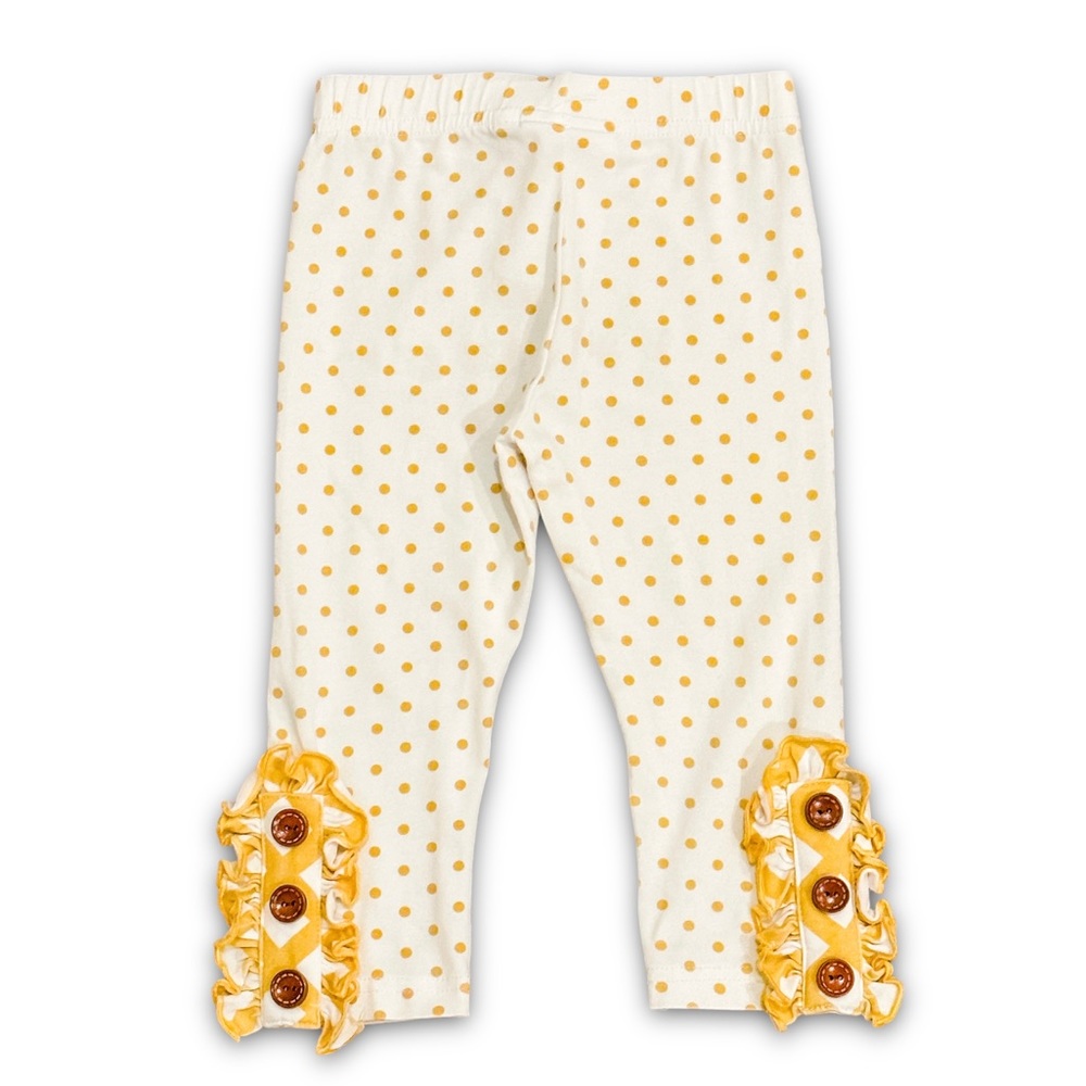 Swoon Baby 12M Baby Yellow Polka Dot Legging Pants Ruffle Button Bottom Detail
